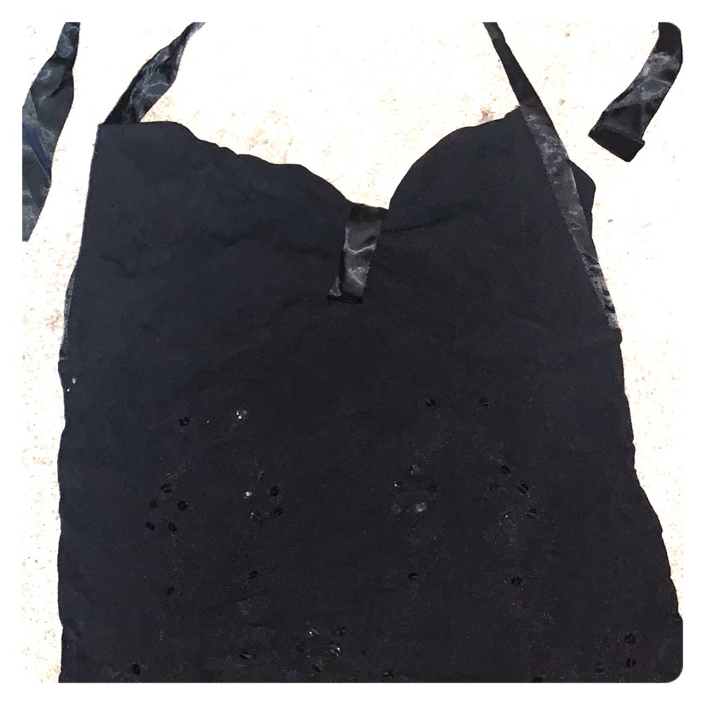 Sequin and lace black halter top!